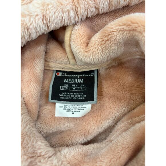 Velour Crop Hoodie Sweatshirt Blush Pink Champion Women M - Picture 8 of 8